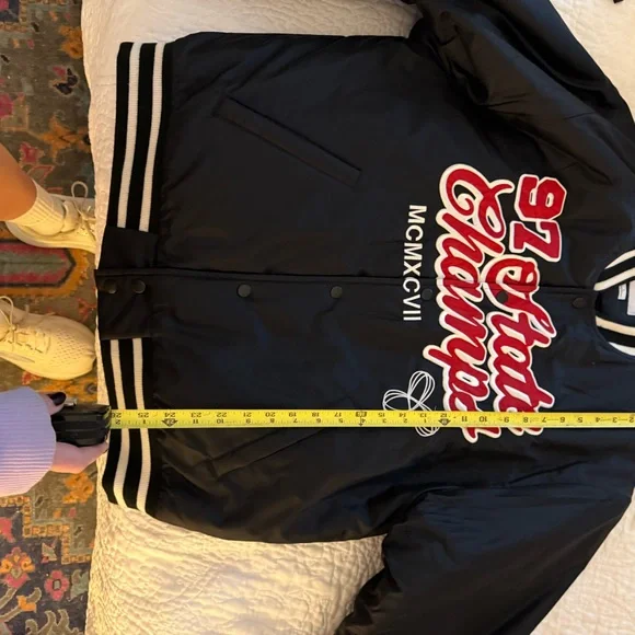 TNA Black Varsity Jacket with Red and White Embroidery - Picture 6 of 6